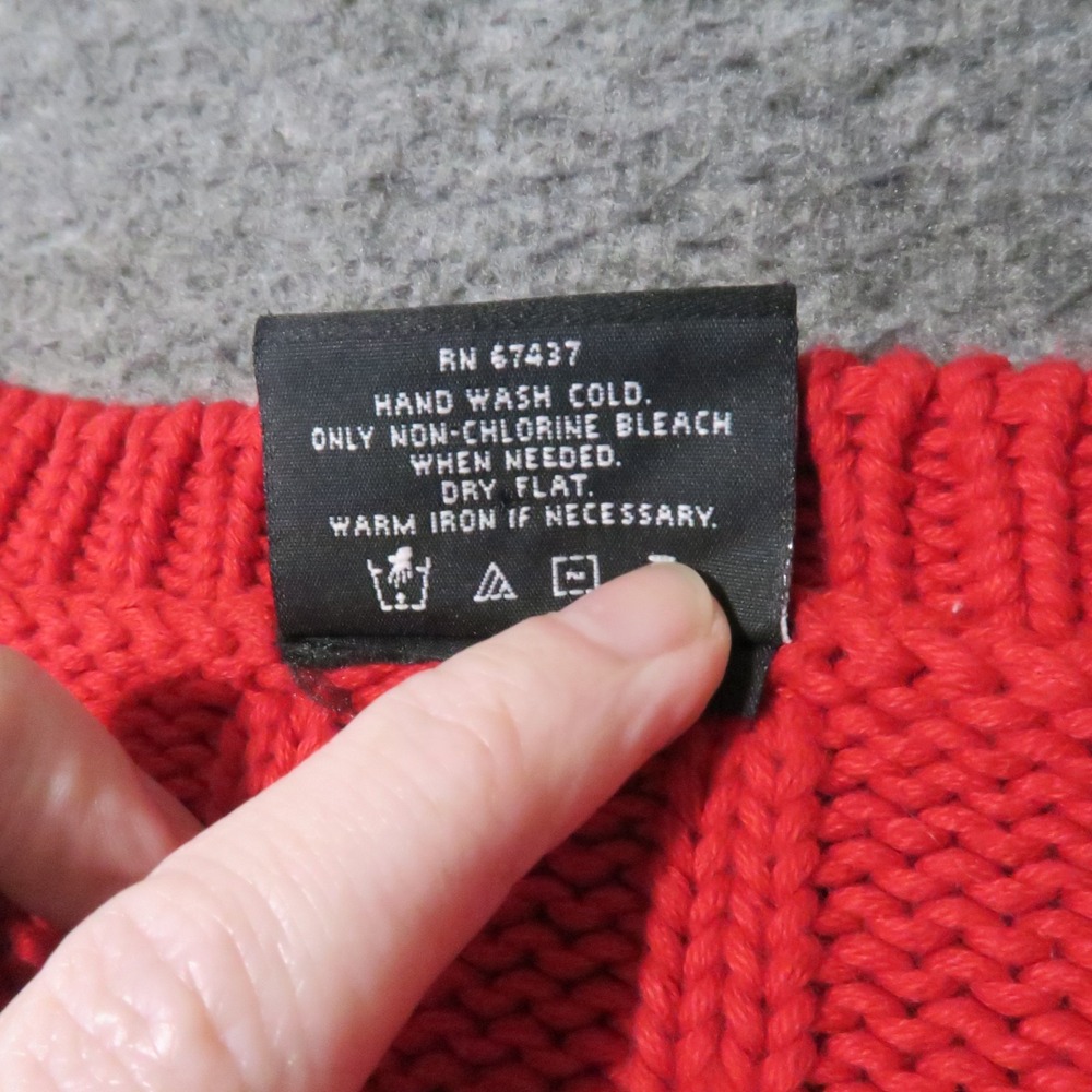Polo Jeans Ralph Lauren American Flag Sweater M Red Ribbed Vintage Preppy Y2K - Picture 7 of 7